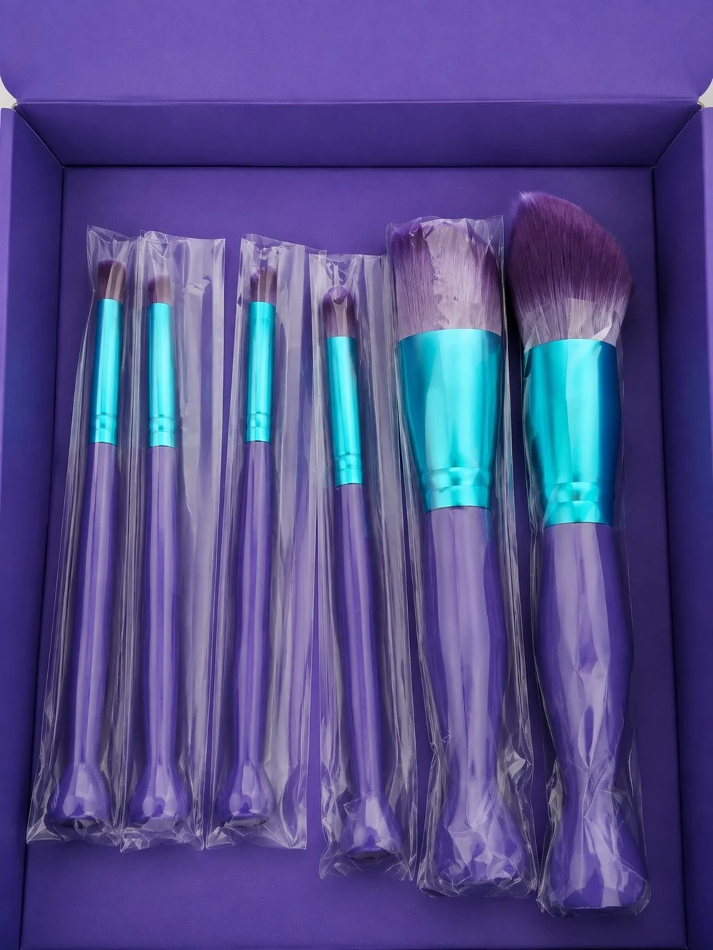New 6-Pc Makeup Brush Set + Blender & Makeup Remover Puffs w/ Travel Bag